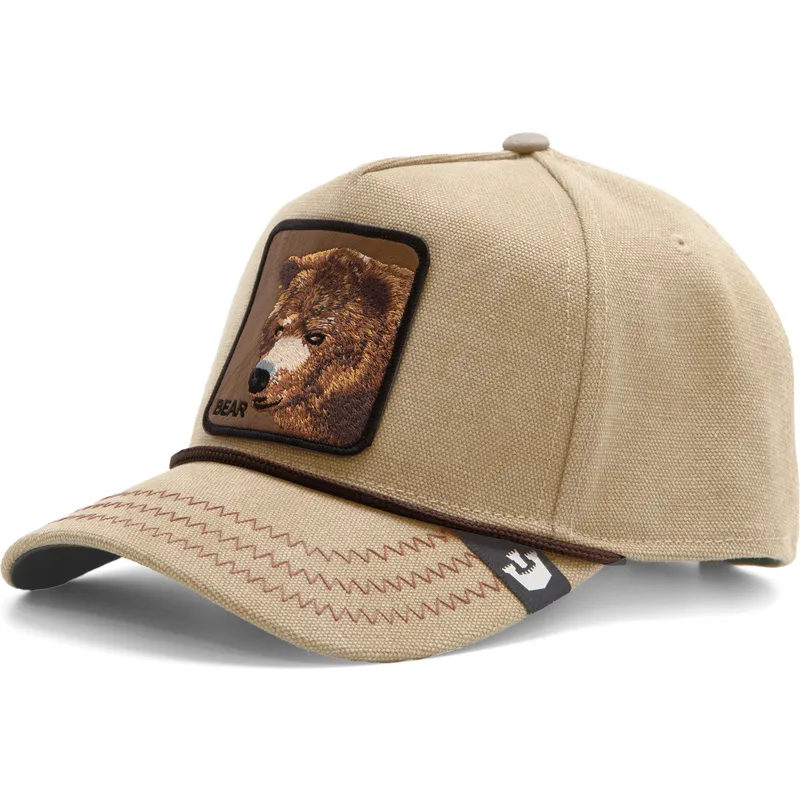 petten-gebogen-bruin-snapback-bear-bare-duck-canvas-the-farm-van-goorin-bros