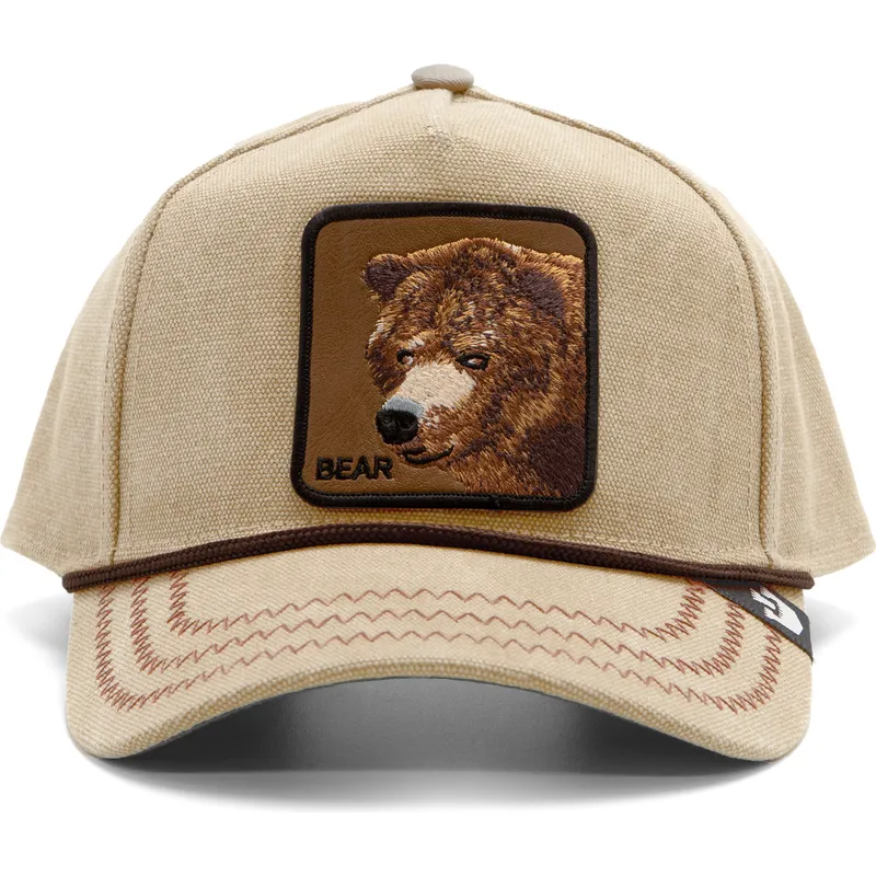 petten-gebogen-bruin-snapback-bear-bare-duck-canvas-the-farm-van-goorin-bros