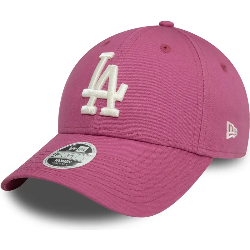 petten-gebogen-roze-verstelbaar-9forty-league-essential-van-los-angeles-dodgers-mlb-van-new-era