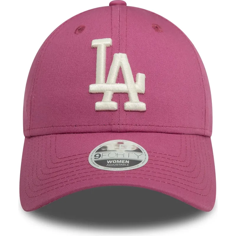 petten-gebogen-roze-verstelbaar-9forty-league-essential-van-los-angeles-dodgers-mlb-van-new-era