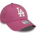 petten-gebogen-roze-verstelbaar-9forty-league-essential-van-los-angeles-dodgers-mlb-van-new-era