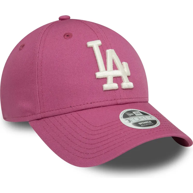 petten-gebogen-roze-verstelbaar-9forty-league-essential-van-los-angeles-dodgers-mlb-van-new-era