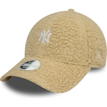 Petten gebogen beige verstelbaar 9FORTY Borg van New York Yankees MLB van New Era