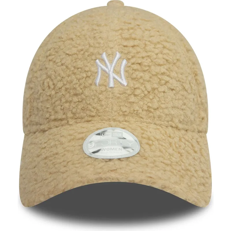 petten-gebogen-beige-verstelbaar-9forty-borg-van-new-york-yankees-mlb-van-new-era