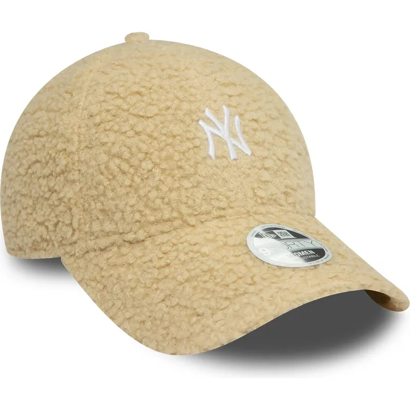 petten-gebogen-beige-verstelbaar-9forty-borg-van-new-york-yankees-mlb-van-new-era