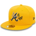 petten-plat-geel-fitted-59fifty-icon-van-atlanta-braves-mlb-van-new-era