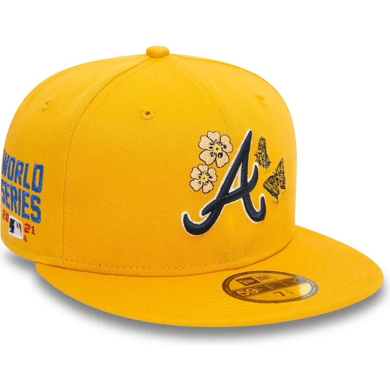 petten-plat-geel-fitted-59fifty-icon-van-atlanta-braves-mlb-van-new-era