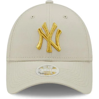 Petten gebogen beige verstelbaar dorado 9FORTY Metallic van New York Yankees MLB van New Era