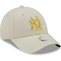 petten-gebogen-beige-verstelbaar-dorado-9forty-metallic-van-new-york-yankees-mlb-van-new-era