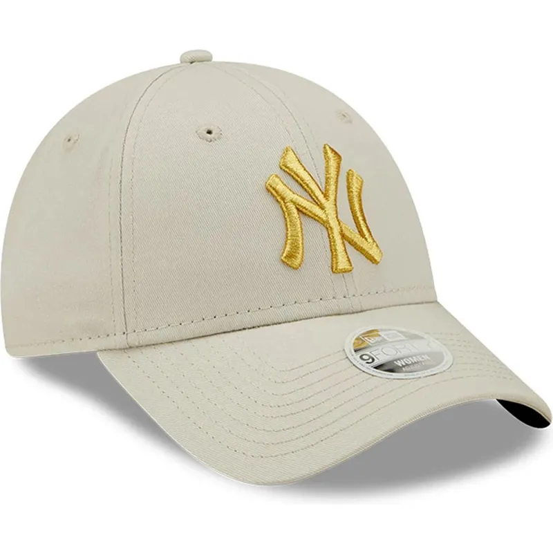 petten-gebogen-beige-verstelbaar-dorado-9forty-metallic-van-new-york-yankees-mlb-van-new-era