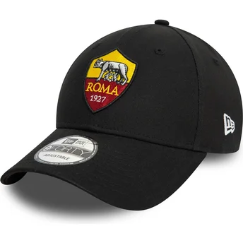 Petten gebogen zwart verstelbaar 9FORTY Core van Associazione Sportiva Roma Serie A van New Era