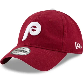 Petten gebogen rood verstelbaar 9TWENTY Core Classic van Philadelphia Phillies MLB van New Era