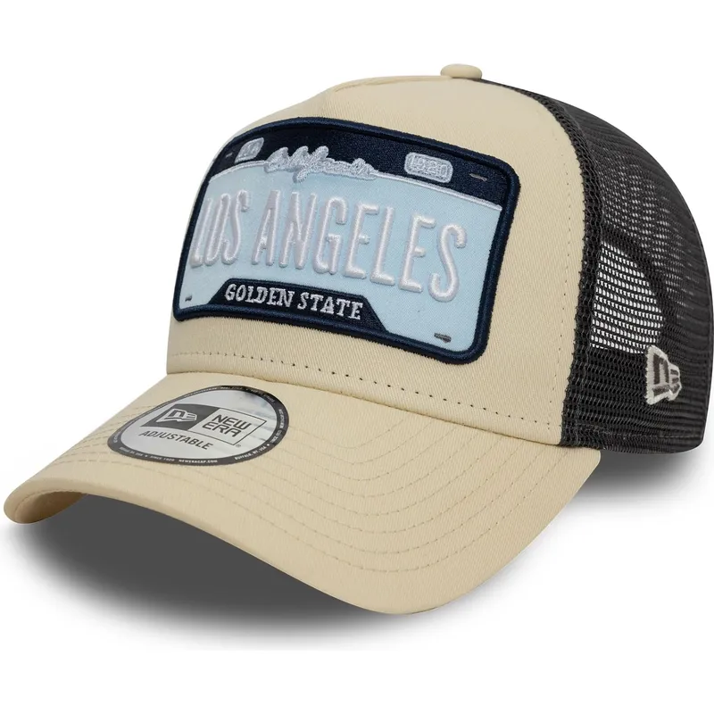 petten-gebogen-beige-snapback-a-frame-license-plate-van-los-angeles-steden-en-stranden-van-new-era