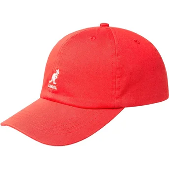 Petten gebogen rood verstelbaar Washed Baseball Cherry Glow van Kangol