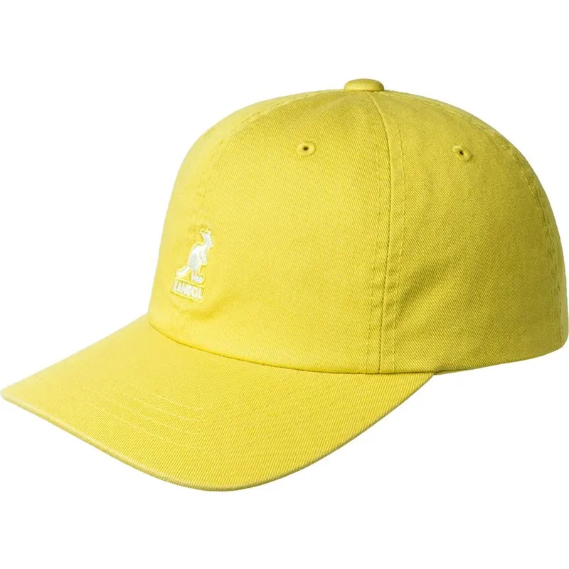 petten-gebogen-geel-verstelbaar-washed-baseball-lemon-sorbet-van-kangol