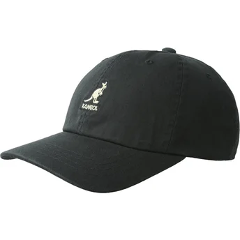 Petten gebogen zwart verstelbaar Washed Baseball Black van Kangol