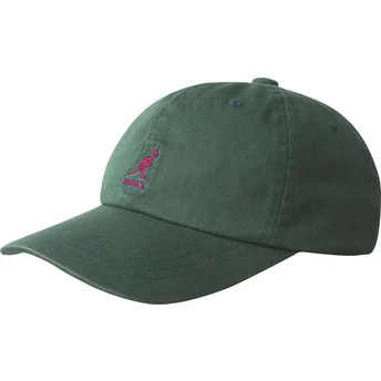 Petten gebogen groen verstelbaar Washed Baseball Algae van Kangol