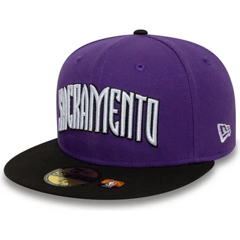Petten plat paars fitted 59FIFTY Classic van Sacramento Kings NBA van New Era