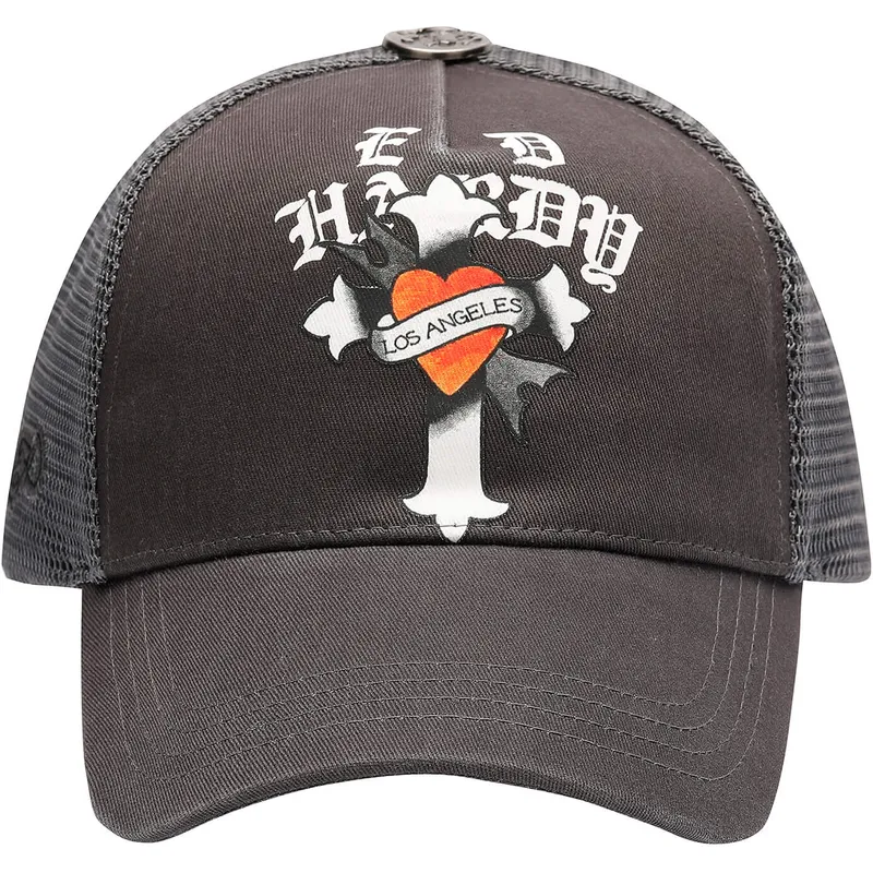petten-gebogen-zwart-snapback-los-angeles-cross-van-ed-hardy