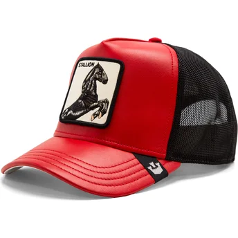 Petten gebogen rood snapback Shleather Stallion The Farm van Goorin Bros.