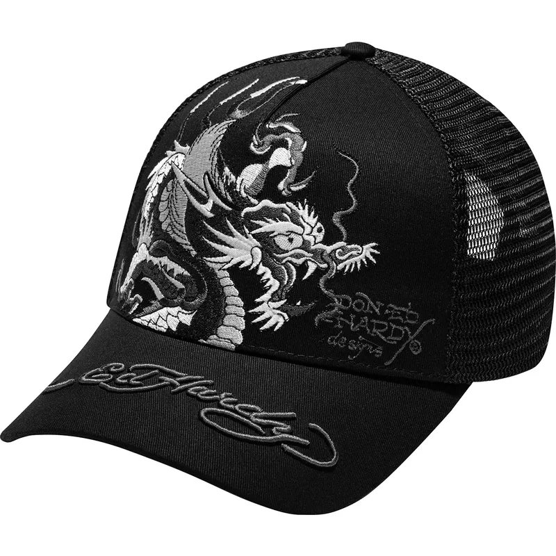 petten-gebogen-zwart-snapback-mono-giant-van-ed-hardy
