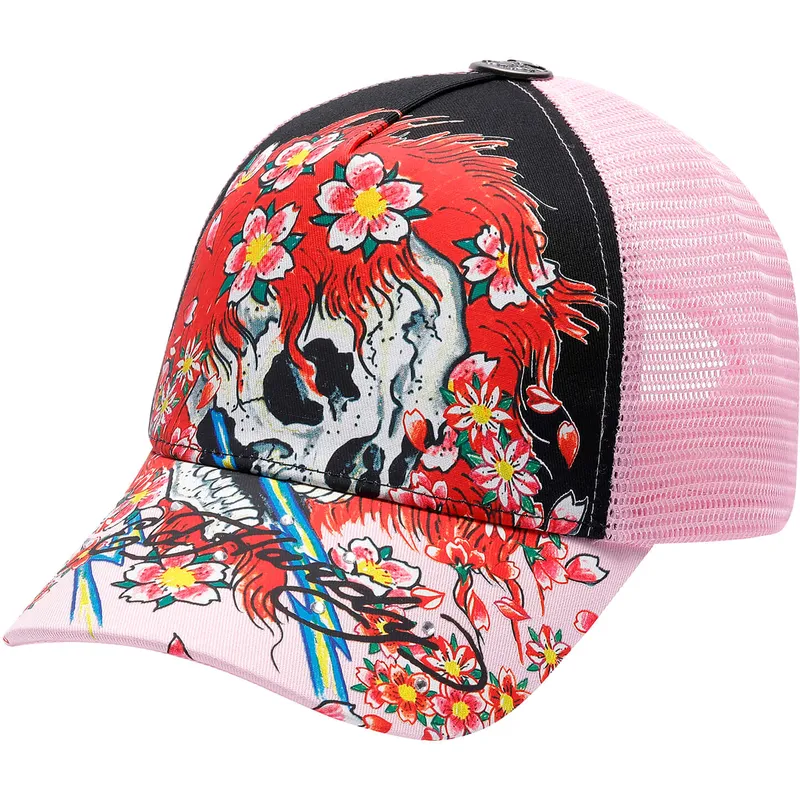 petten-gebogen-roze-snapback-ghost-van-ed-hardy