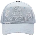 petten-gebogen-blauw-verstelbaar-denim-embossed-skull-van-ed-hardy
