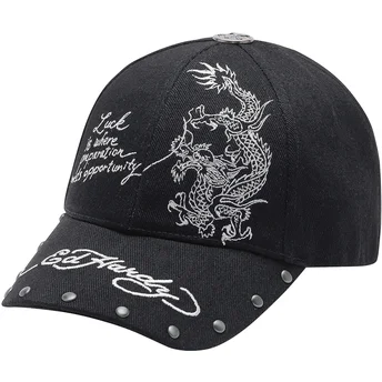 Petten gebogen zwart verstelbaar Lucky van Ed Hardy