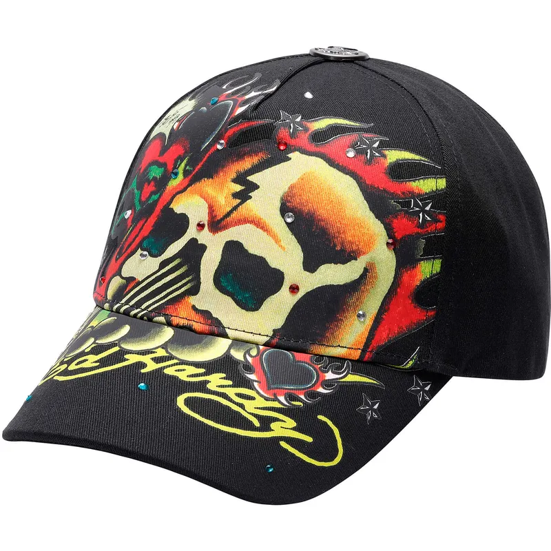 petten-gebogen-zwart-verstelbaar-skull-chopper-van-ed-hardy