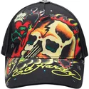 petten-gebogen-zwart-verstelbaar-skull-chopper-van-ed-hardy