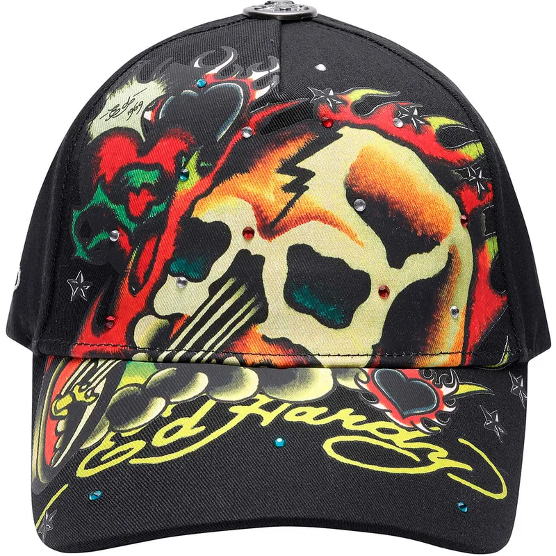 petten-gebogen-zwart-verstelbaar-skull-chopper-van-ed-hardy