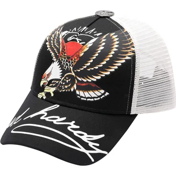 Petten gebogen zwart snapback Soaring Eagle van Ed Hardy