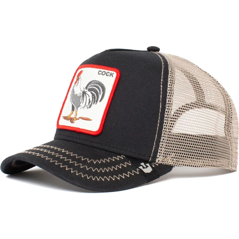 petten-gebogen-zwart-snapback-rooster-the-farm-van-goorin-bros