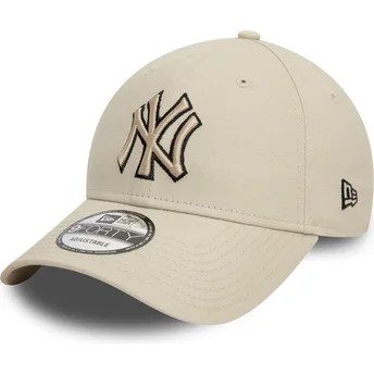 Petten gebogen beige verstelbaar 9FORTY Team Outline van New York Yankees MLB van New Era