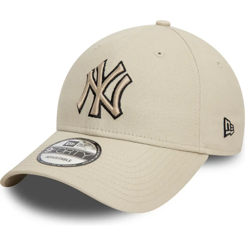petten-gebogen-beige-verstelbaar-9forty-team-outline-van-new-york-yankees-mlb-van-new-era