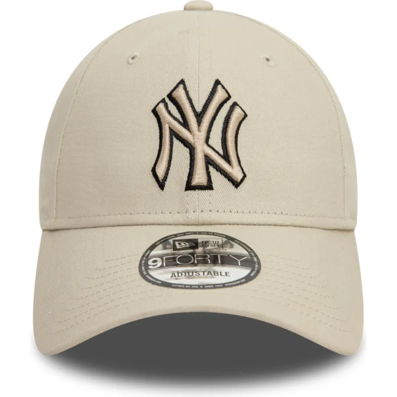 petten-gebogen-beige-verstelbaar-9forty-team-outline-van-new-york-yankees-mlb-van-new-era