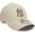 petten-gebogen-beige-verstelbaar-9forty-team-outline-van-new-york-yankees-mlb-van-new-era