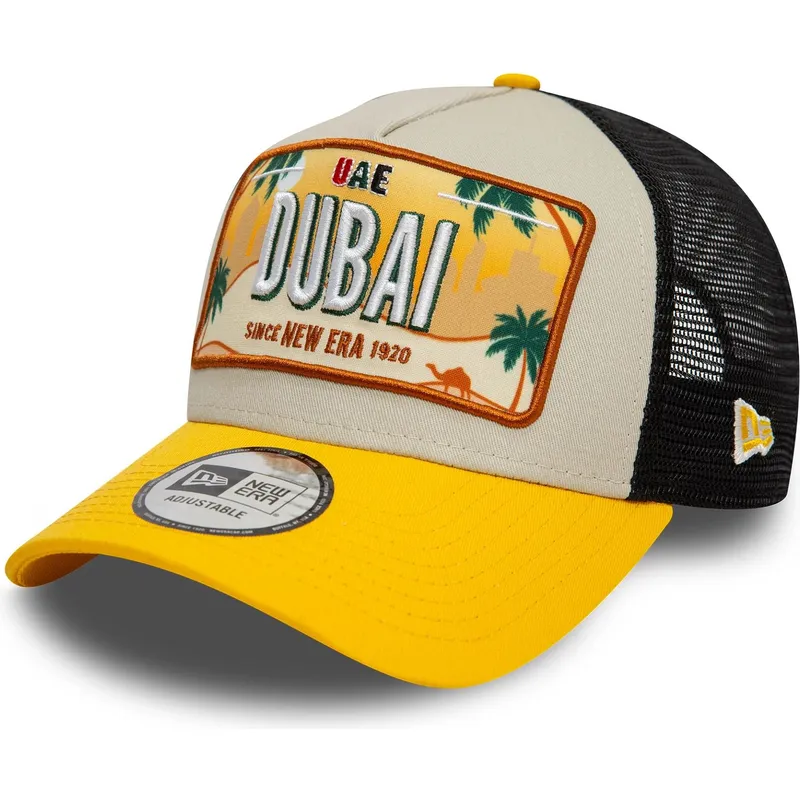petten-gebogen-geel-snapback-9forty-a-frame-license-plate-van-dubai-steden-en-stranden-van-new-era
