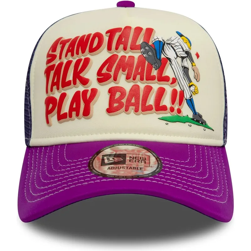 petten-gebogen-paars-snapback-9forty-a-frame-graphic-van-stand-tall-talk-small-play-ball-van-new-era