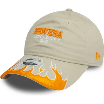 Petten gebogen beige verstelbaar 9TWENTY Flame Visor van New Era