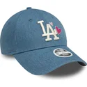 petten-gebogen-blauw-verstelbaar-9forty-denim-icon-heart-van-los-angeles-dodgers-mlb-van-new-era