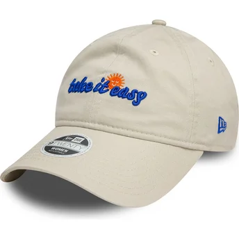 Petten gebogen beige verstelbaar 9TWENTY van Take It Easy van New Era