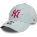 petten-gebogen-blauw-verstelbaar-rosa-9forty-denim-icon-heart-van-new-york-yankees-mlb-van-new-era