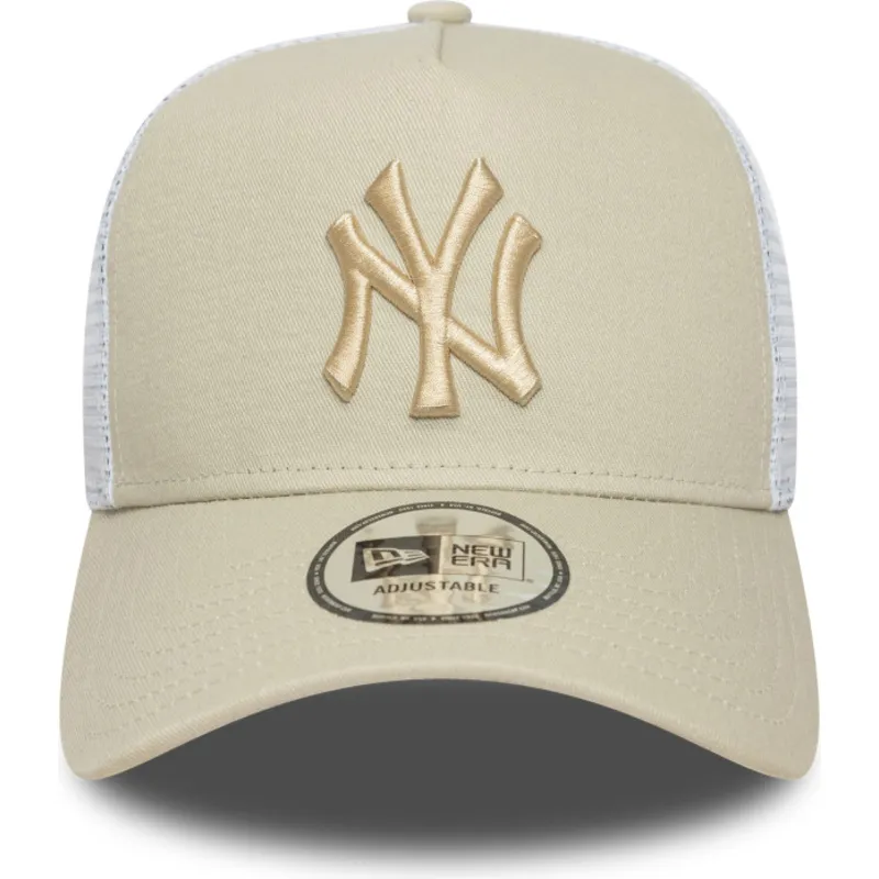 petten-gebogen-beige-snapback-a-frame-league-essential-van-new-york-yankees-mlb-van-new-era