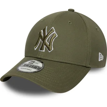 Petten gebogen groen verstelbaar 9FORTY Outline van New York Yankees MLB van New Era
