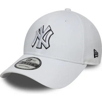 Petten gebogen wit verstelbaar 9FORTY Outline van New York Yankees MLB van New Era