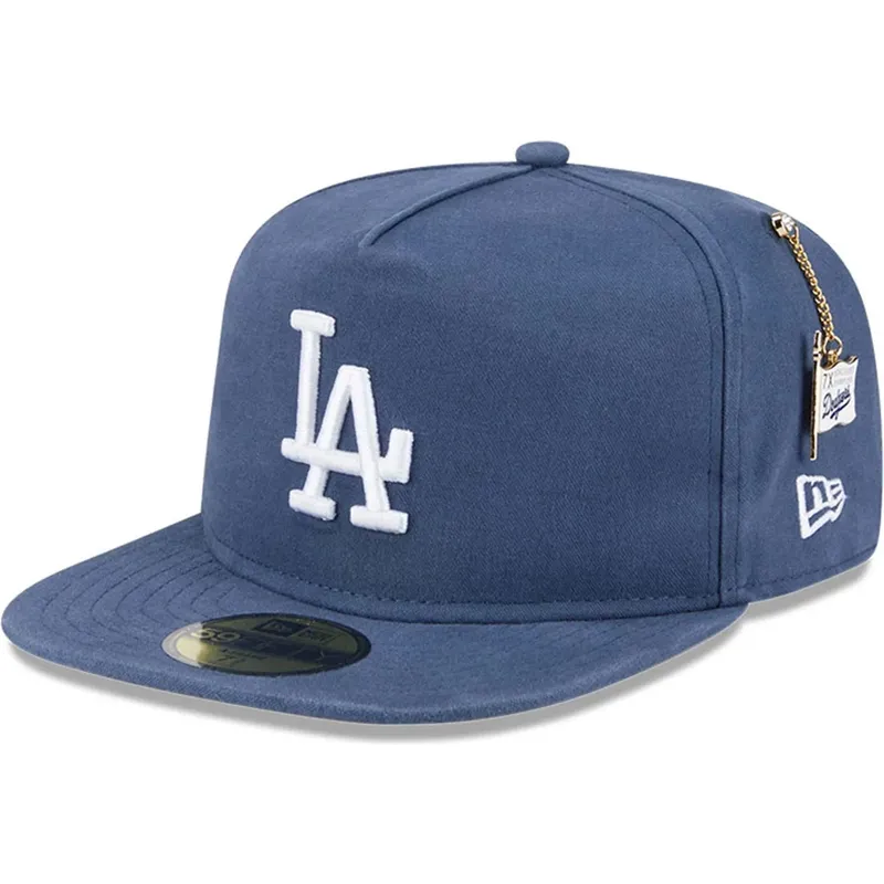 petten-plat-blauw-fitted-59fifty-a-frame-championship-side-flag-van-los-angeles-dodgers-mlb-van-new-era