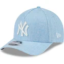 petten-gebogen-blauw-snapback-9forty-m-crown-a-frame-cotton-weave-van-new-york-yankees-mlb-van-new-era