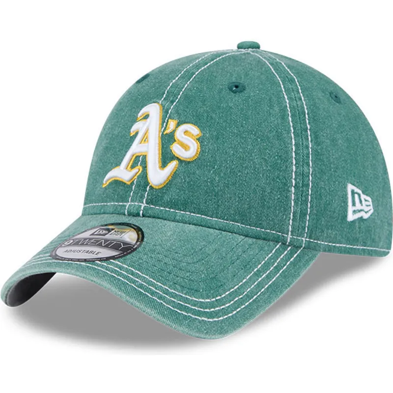 petten-gebogen-groen-verstelbaar-9twenty-washed-contrast-van-oakland-athletics-mlb-van-new-era