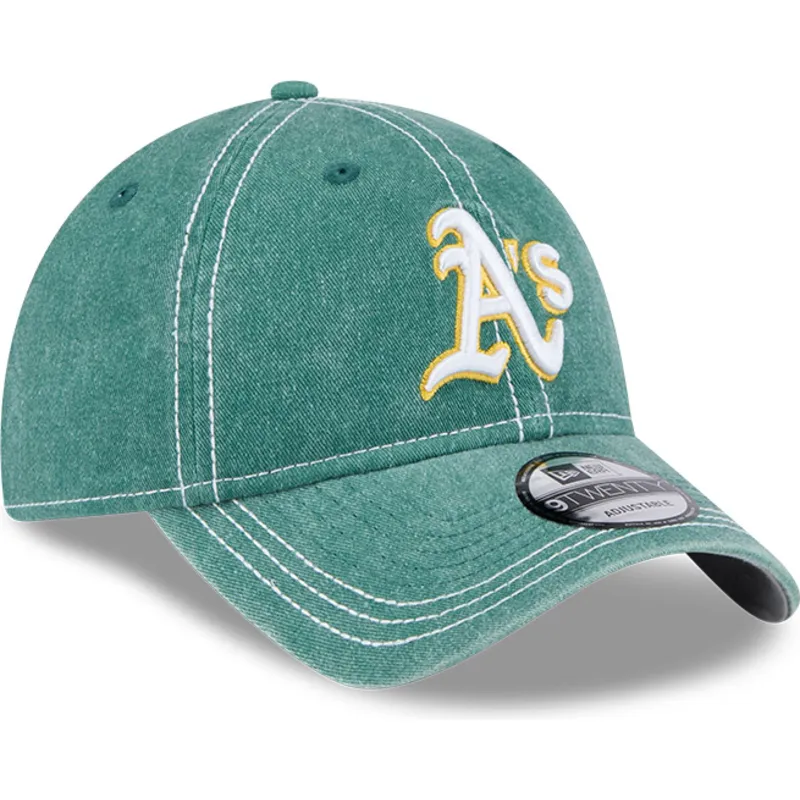petten-gebogen-groen-verstelbaar-9twenty-washed-contrast-van-oakland-athletics-mlb-van-new-era